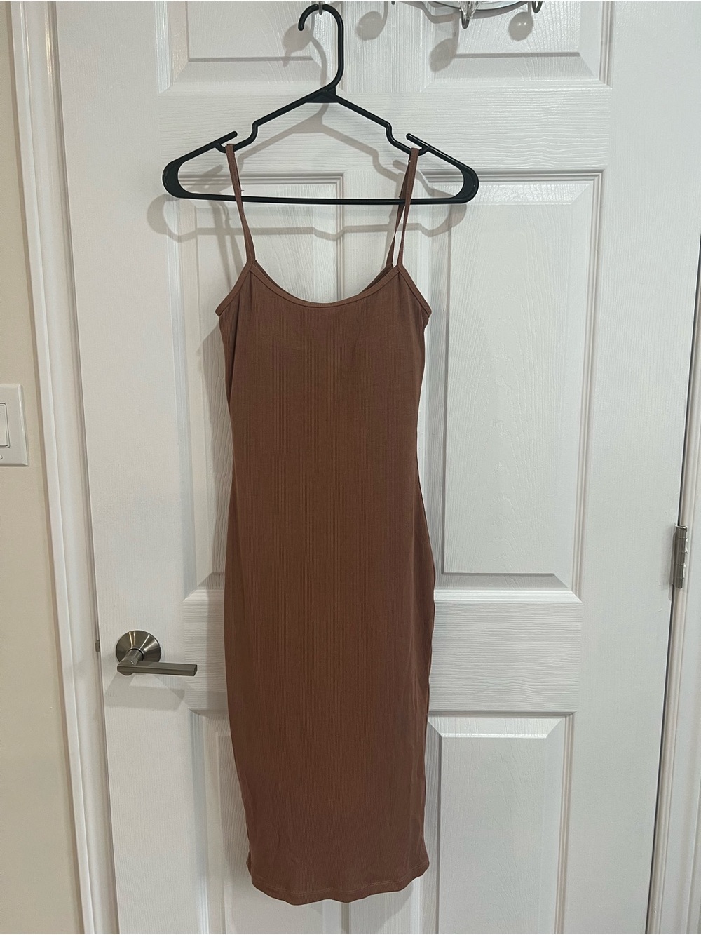 Popilush 8-in-1 Shapewear Dress NWT Brown Ribbed Midi Bodycon
